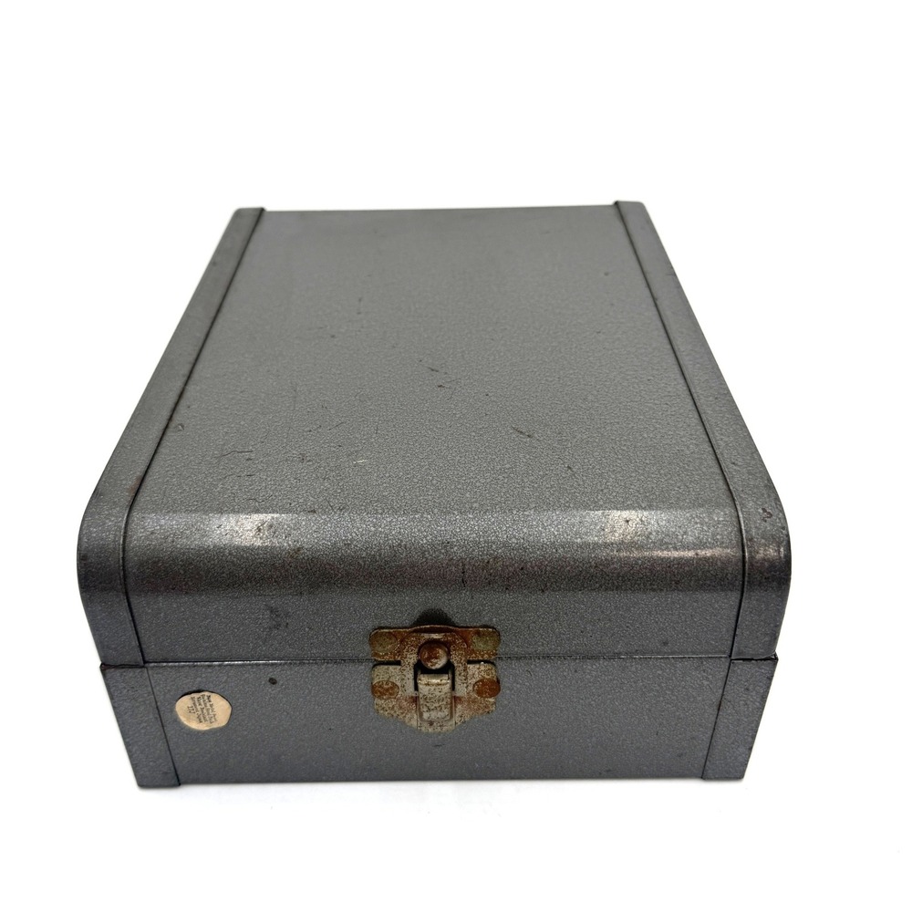 Industrial Metal File Storage Box 10x8x4 Gray‎ Vintage Organizer